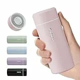 【Upgrade-Version】Exllena Mini Thermosflasche 250ml mit Edelstahl-Deckel, Trinkflasche Klein Doppelwandige Vakuum–Ultra-Kompakt, 100% Auslaufsicher, 8-12 Stunden Temperaturhalt (Rosa)