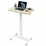 Marsail Mobiler Stehpult, Breiterer Höhenverstellbarer Computertisch, Rollender Sitz-Steh-Schreibtisch mit 4 feststellbaren Rollen, ergonomischer Schreibtisch für Home Office und Klassenzimmer, Natur