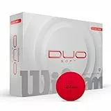 Wilson Duo Soft Golfbälle, Sanftes Spielgefühl und dynamische Energie, Geschwindigkeitssteigerung mit präzisem Flugdesign, Rot, 12er Pack