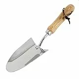 Rekord Blumenkelle (Edelstahl) mit Holzgriff und Aufhängeband Arbeitsbreite 8 cm, Gartenkelle, Blumenkelle, Pflanzschaufel, Blumenschaufel, Handschaufel