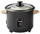 Bestron Reiskocher mit Holzgriffen, für 8-10 Personen, inkl. Messbecher & Reislöffel, mit Warmhaltefunktion, 1,8 Liter Fassungsvermögen, 700 Watt, Farbe: Schwarz