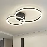 Homefire LED Deckenlampe Wohnzimmer Deckenleuchte 4000K - 40cm Schwarz Küchenlampe 23W Wohnzimmerlampe Modern Schlafzimmerlampe 2-Ringe Design Deckenbeleuchtung für Küche Schlafzimmer Flur Büro