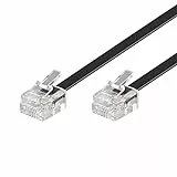 Goobay 50319 Modularanschlusskabel, Telefonkabel, RJ11 Stecker (6P4C) auf RJ11 Stecker (6P4C), schwarz, 10m