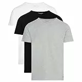Tommy Hilfiger Herren 3er Pack T-Shirts Kurzarm Stretch V-Ausschnitt, Mehrfarbig (Black/White/Grey Heather), L