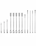 QWORK® Labor Spatel, 13 Stück Edelstahl Laborspatel Scoop Reagenz Labor Mischspatel, langer Probenahmelöffel