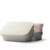 MAMEIDO Brotdose Edelstahl 1200 ml, mit flexiblem Trenner & Silikondeckel, Lunchbox Erwachsene, leichte Vesperbox Kinder, Brotbox Kinder mit Fächern (Ivory Beige)