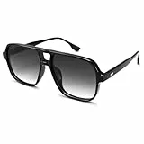 COASION Retro Sonnenbrille für Damen Herren - XL Übergroß 70er Jahre Sonnenbrille UV400 Schutz Trendy Double Brücke Rahmen Brille
