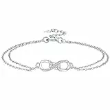 J.MUEN Unendlichkeit Armband Damen 925 Sterling Silber Armband mit Keltisches Symbol Frauen Schmuck Valentinstag Muttertag Geburtstags Hochzeits Jubiläum