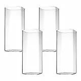 HENGBIRD Klare Trinkgläser 4 Stück 400ml Wassergläser Longdrinkgläser Set, Dünne Quadratische, Elegante Bargläser für Wasser Saft Bier Getränke Sowie Cocktails Mojito und Mixgetränke (Dünne Quadrat)