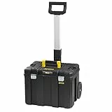STANLEY Werkzeugbox/Werkzeugkoffer leer Werkzeugkasten - Werkzeugkiste (36 Liter, mit robusten Schwerlasträdern, bis 30 kg belastbar, mit Teleskophandgriff, Metallschließen, mit Ösen) FMST1-75753