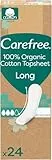 Carefree Slipeinlagen 100 Prozent Organic Cotton Topsheet Long ohne Duft mit Oberfläche aus 100 Prozent zertifizierter Bio-Baumwolle, 24 St