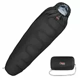 ALPIDEX Schlafsack Erwachsene 4 Jahreszeiten 400 GSM - Mumienschlafsack mit Klemmschutz - Kleines Packmaß, leicht & warm - Camping, Trekking & Outdoor, Farbe:Schwarz, Reißverschluss:rechts