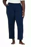 Ulla Popken Damen große Größen Übergrößen Plus Size Pyjamahose, Uni/Herzen, langes Bein Nachtblau 50+ 837167139-50+