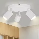 Kambo Weiß Deckenstrahler 3 Flammig LED - GU10 Deckenleuchte Strahler Rund - Deckenlampe 3 Spots Schwenkbar - Modern Strahler Deckenspot Innen - Spotleuchten Metall Küche Max 50W Ohne Glühbirnen