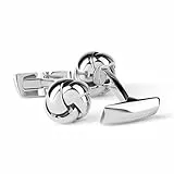 DAVIDOFF ESSENTIALS Manschettenknöpfe Silber – exklusive rhodinierte Messing Manschettenknöpfe – stilvolle Herren Accessoires in attraktiver Knoten-Form