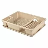 Engelland Abtropfgestell, Abtropfgitter, Farbe: Sand, Geschirrständer, Küche, Abtropfschale, Geschirrkorb, Abtropfkorb, aus Kunststoff, für bis zu 9 Teller, L 38,5 x B 28,5 x H 8,5 cm