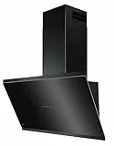AEG Dunstabzugshaube Serie 7000 mit SilenceTech 90cm – kopffreie Wandhaube mit Glas – Ab- und Umluft – max. 760 m³/h im Abluftbetrieb mit max. 67 dB(A) – Lüftenfunktion – Schwarz – GV77D91SB