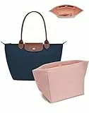 Umiup Handtaschen-Organizer-Einsatz für Longchamp Le Pliage L, Filz-Organizer mit Reißverschluss, 8 Fächer, Getränkehalter, Große Tragetasche