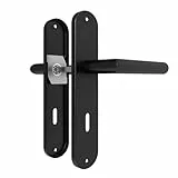 AwmnSrman Türgriffe Innentüren Schwarz Türklinke Türbeschlag Drückergarnitur Zimmertür Garnitur 72MM-BB-Buntbart Set 1er-Set Moderne Edelstahl 2 Türklinken & 2 Langschilder 240 * 50 mm