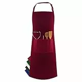 LEFUNDA® Kochschürze Wasserdicht Schürze mit 3 Taschen Verstellbare Grillschürze mit langen Bändern Küchenschürze für Männer Damen Küche BBQ Restaurant Café Backen