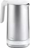 ZWILLING ENFINIGY Wasserkocher Pro mit Temperatureinstellung, Edelstahl-Kalkfilter & Warmhaltefunktion, kabellos, 1850 Watt, 1,5 Liter, Silber