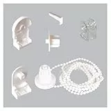 EFIXS 1er Montageset für Rollos mit 25 mm Rollowelle – Reparaturset mit 120 cm Bedienlänge (240 cm Umlauf), Kettenhalter & Endloskette | Farbe: weiß