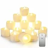 Auemaniliy LED Teelicht, Fernbedienung Teelicht, elektrisch blinkende batteriebetriebene LED-Kerze 3,2 x 3,6 cm für Hochzeitsfeier Halloween Weihnachten Home Decor 24 Stück