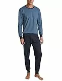 CALIDA Relax Essentials Bündchen-Pyjama Herren, aus 100% Bio-Baumwolle, Hose mit stoffbezogenem Gummibund