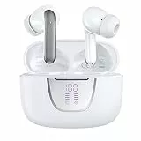 KIPTUMTEK S43 Bluetooth 5.3 In Ear Kopfhörer mit 4 ENC Mics, Deep Bass Sound, 32Std Spielzeit, IP7 Wasserdicht, USB-C Ladebox, Weiß