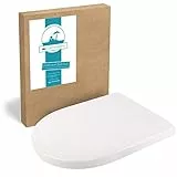 Calmwaters® Antibakterieller WC Sitz mit Absenkautomatik für Villeroy & Boch Subway | Artic | Architectura, Duroplast Klodeckel, Top-Fix, abnehmbar, überlappende D-Form, Weiß, 26LP3465