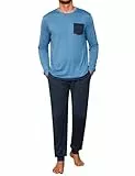 Crewhpo Schlafanzug Herren in Kontrastfarbe Lang Pyjama Winter Nachtwäsche Baumwolle Schlafanzüge Sleepwear Pyjamaset Männer mit Langarm Shirt und Pyjamahose