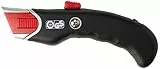 WEDO Safety Cutter Premium – Sicherheitsmesser mit automatischem Klingenrückzug, Metallgriff & Gummieinsatz, inkl. 5 Wechselklingen, ergonomisch für Rechts- & Linkshänder