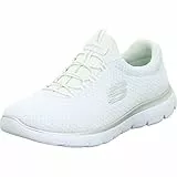Skechers Damen Summits Sneaker, White Mesh Silver Trim, 38.5 EU