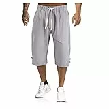 Meine Bestellungen Anzeigen 2024 Outdoor Hosen Für Herren Herren Sommerhose Latzhose Herren Kurz Einfarbig Baumwoll Leinen Chino Hose Leicht Laufhose Outdoorhose Herren Hose (Grau, 3XL)