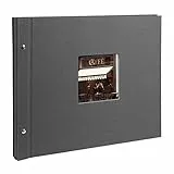 goldbuch 28825 Schraubalbum mit Bildausschnitt, Bella Vista, 39x31 cm, Fotoalbum mit 40 weiße Seiten mit Pergamin-Trennblättern, Album erweiterbar, Fotobuch aus Leinen, grau