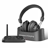 Avantree HT5009 Plus – Kabellose TV-Kopfhörer für Fernseher mit optischem oder AUX-Audioausgang, klare Sprachwiedergabe und Lautstärkeanhebung, komfortabler Over-Ear-Sitz, 60 Std. Akkulaufzeit