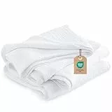 PHF 100% Baumwolle Musselin Decke 150x200cm, 4-lagige weiche hautfreundliche & atmungsaktive Tagesdecke, Ganzjahres-Komfort White Sofaüberwurf Couchdecke für Bett Sofa, Weiß