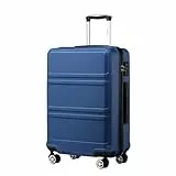 KONO Hartschalenkoffer Groß Leicht Koffer Trolley Reisekoffer mit 4 Rollen und TSA Schloss, 75x48x30cm, 97.3Liter, Zwillingsrollen Rollkoffer, ABS+PC Hartschale (Dunkelblau, XL)