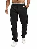 Breampot Herren Cargohose Baumwolle Chino Hosen Freizeit Outdoorhose Arbeitshose Stilvolle Pants(Schwarz, X-Large)