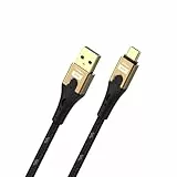 OEHLBACH USB Primus AC - USB Typ A auf Typ C Kabel – 10 Gbps Datenrate, hochwertiger Gewebemantel, HPOCC Innenleiter, bis zu 60 Watt Ladeleistung, schwarz/gold – 1 m