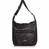 DONBOLSO® Handtasche Paris I Damenhandtasche aus Nappaleder I Vintage Umhängetasche I Schultertasche mit Schlüsselband I Schwarz