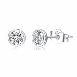 Senteria Silber Creolen für Damen S925 Sterling 14 Karat Weißgold Plattiert Gedrehte mit Zirkonia Leichte Kleine