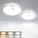 Matane [2 Stücke] LED Deckenleuchte mit Bewegungsmelder, 18W Deckenlampe Bewegungssensor Innen, Warmweiß/Neutralweiß/Kaltweiß für Schlafzimmer Flur Küche Badzimmer Balkon Keller Garage Treppe - 22cm