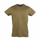 Mil-Tec US Style T‑Shirt Herren • Klassisches Bundeswehr T-Shirt aus Baumwolle mit Rundhals Ausschnitt • Hochwertiges & weiches Basic Shirt für Alltag, Outdoor, Arbeit • Braun, XL