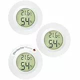 MAVORI® 3er Set Mini Thermometer Hygrometer rund - digitaler Luftfeuchtigkeitsmesser & Raumthermometer mit Spangen-Einbau, C/F & on/off Funktion - für Innenräume, Reptilien, Filament, Grow