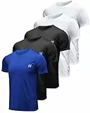 MEETYOO 5er Pack Herren Sportshirt Kurzarm - Atmungsaktives Mesh Funktionsshirt Herren für Laufen, Fitness & Training, Schnelltrocknend und Leicht