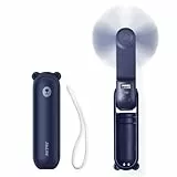 JISULIFE Mini Handventilator, 3-in-1 Handventilator, wiederaufladbarer USB [12–19 Betriebsstunden] mit Powerbank, Taschenlampe, tragbarer Ventilator für Reisen/Sommer, Geschenke für Frauen-Blau