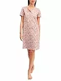 CALIDA Flower Nights Kurzarm-Nachthemd Damen, 100% Bio Baumwolle, hautfreundlich, pflegeleicht, Länge 95cm Rose of Sharon 44-46