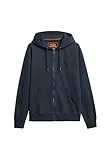 Superdry Herren Verwaschene Essential Kapuzenjacke mit Logo Finster Marineblau L