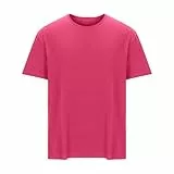 UHouse Tshirt Herren BaumwolleShirts Kurzarm T-Shirt Sommer Kurzarmshirt Männer Sommershirt Einfarbig Sportshirt Fashion Longshirt Modische Sport Knalliges Pink 6XL